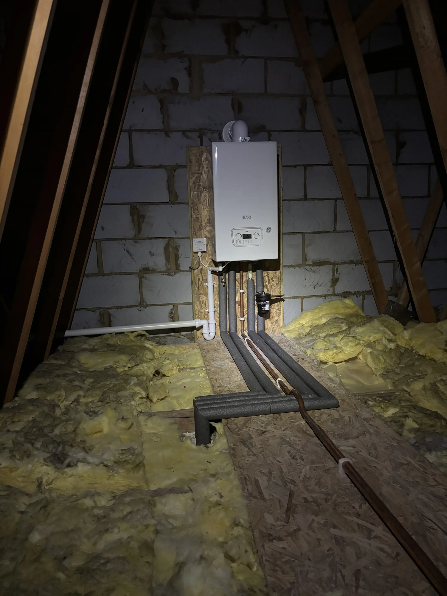 250 litre unvented Megaflo cylinder fitted in the airing cupboard